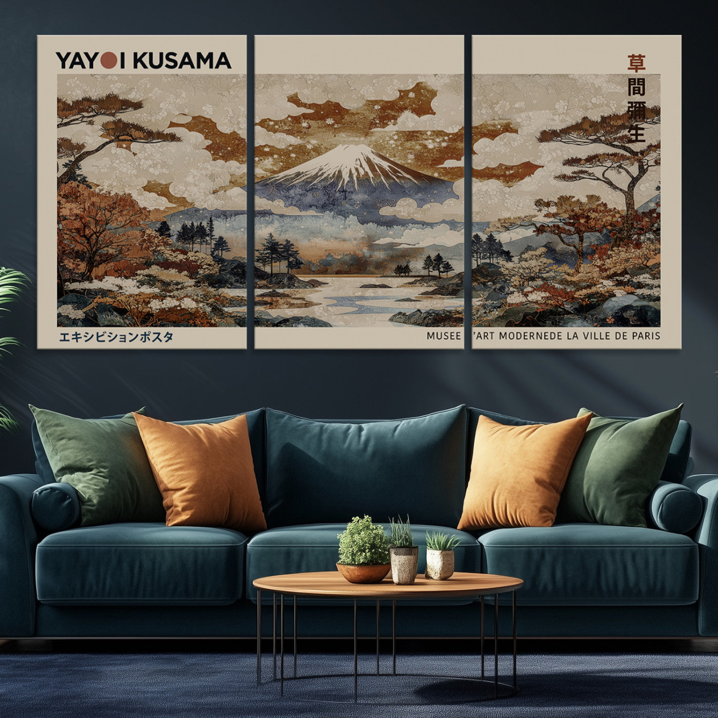 11778299-MGV-CV-36X24-Yayoi Wall Art: Transform Your Space, Modern Japanese Wall Art Print Yayoi Kusama Canvas Wall Art Abstract Mount Fuji Canvas Print Japanese
