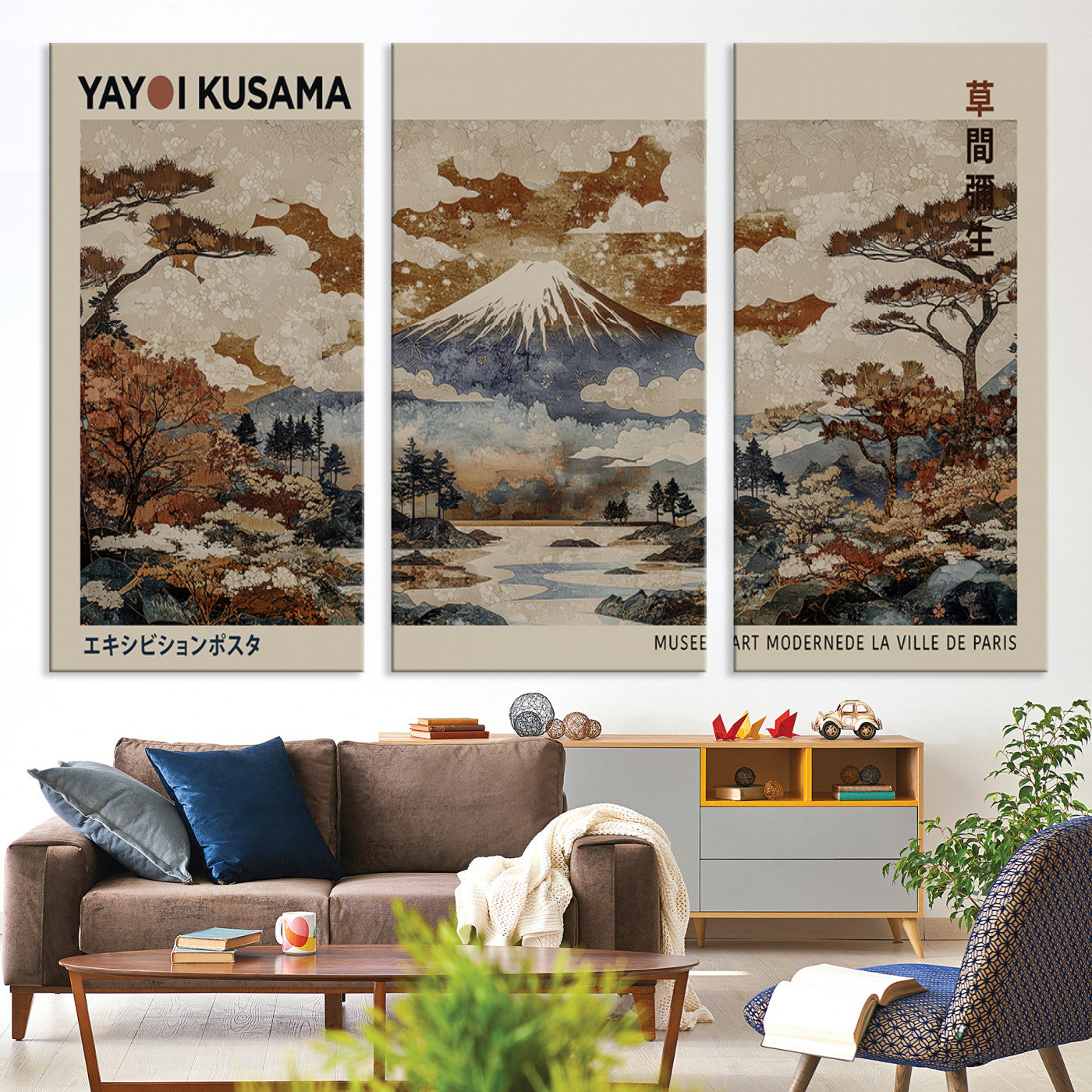 11778299-MGV-CV-36X24-Yayoi Wall Art: Transform Your Space, Modern Japanese Wall Art Print Yayoi Kusama Canvas Wall Art Abstract Mount Fuji Canvas Print Japanese