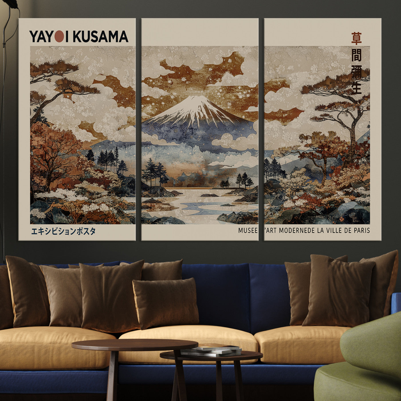 11778299-MGV-CV-36X24-Yayoi Wall Art: Transform Your Space, Modern Japanese Wall Art Print Yayoi Kusama Canvas Wall Art Abstract Mount Fuji Canvas Print Japanese