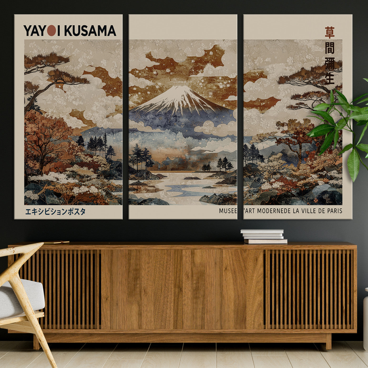 11778299-MGV-CV-36X24-Yayoi Wall Art: Transform Your Space, Modern Japanese Wall Art Print Yayoi Kusama Canvas Wall Art Abstract Mount Fuji Canvas Print Japanese