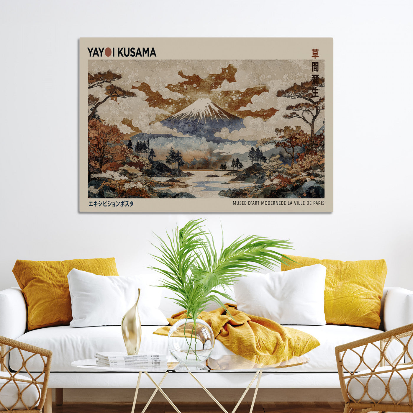 Yayoi Wall Art: Transform Your Space, Modern Japanese Wall Art Print Yayoi Kusama Canvas Wall Art Abstract Mount Fuji Canvas Print Japanese