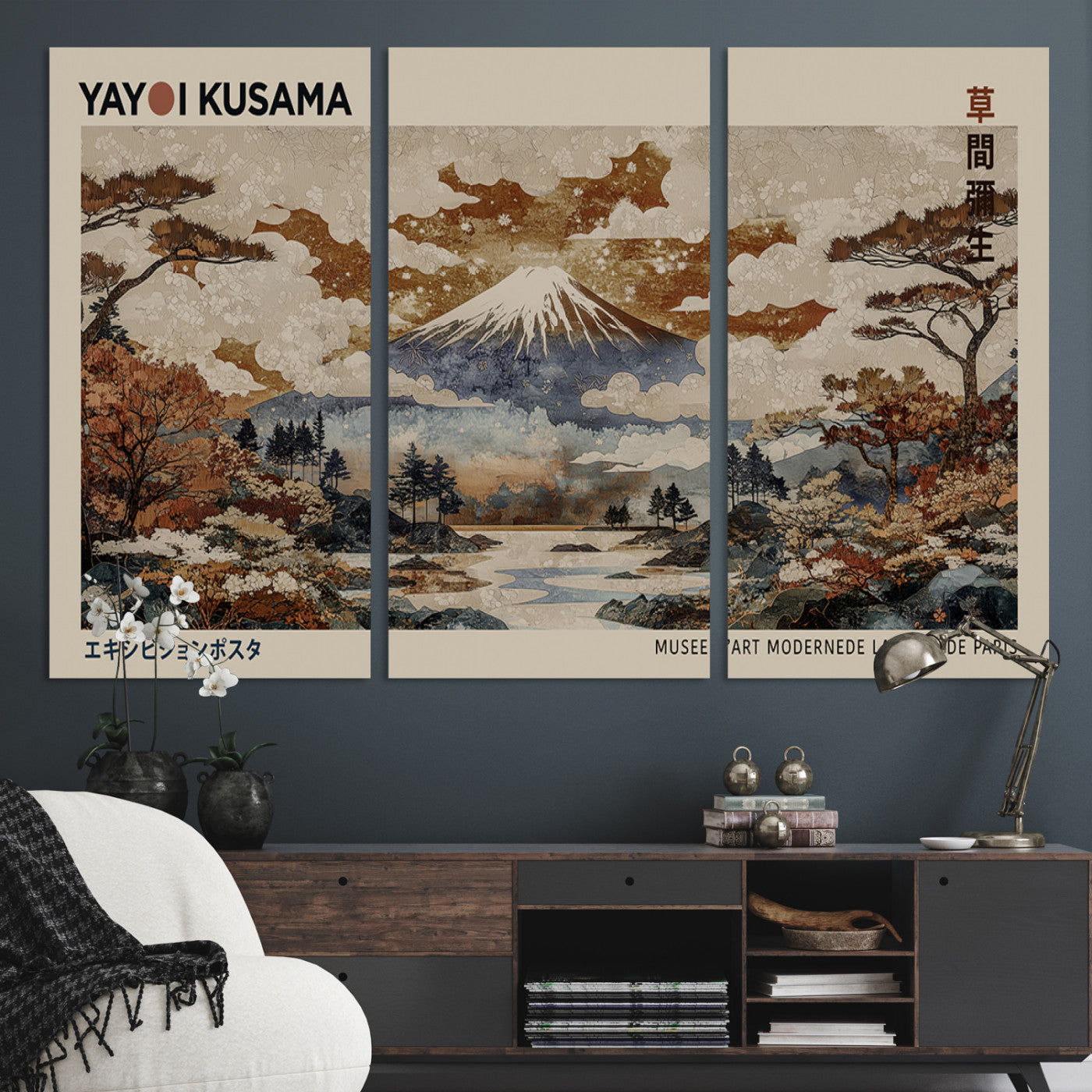 11778299-MGV-CV-36X24-Yayoi Wall Art: Transform Your Space, Modern Japanese Wall Art Print Yayoi Kusama Canvas Wall Art Abstract Mount Fuji Canvas Print Japanese