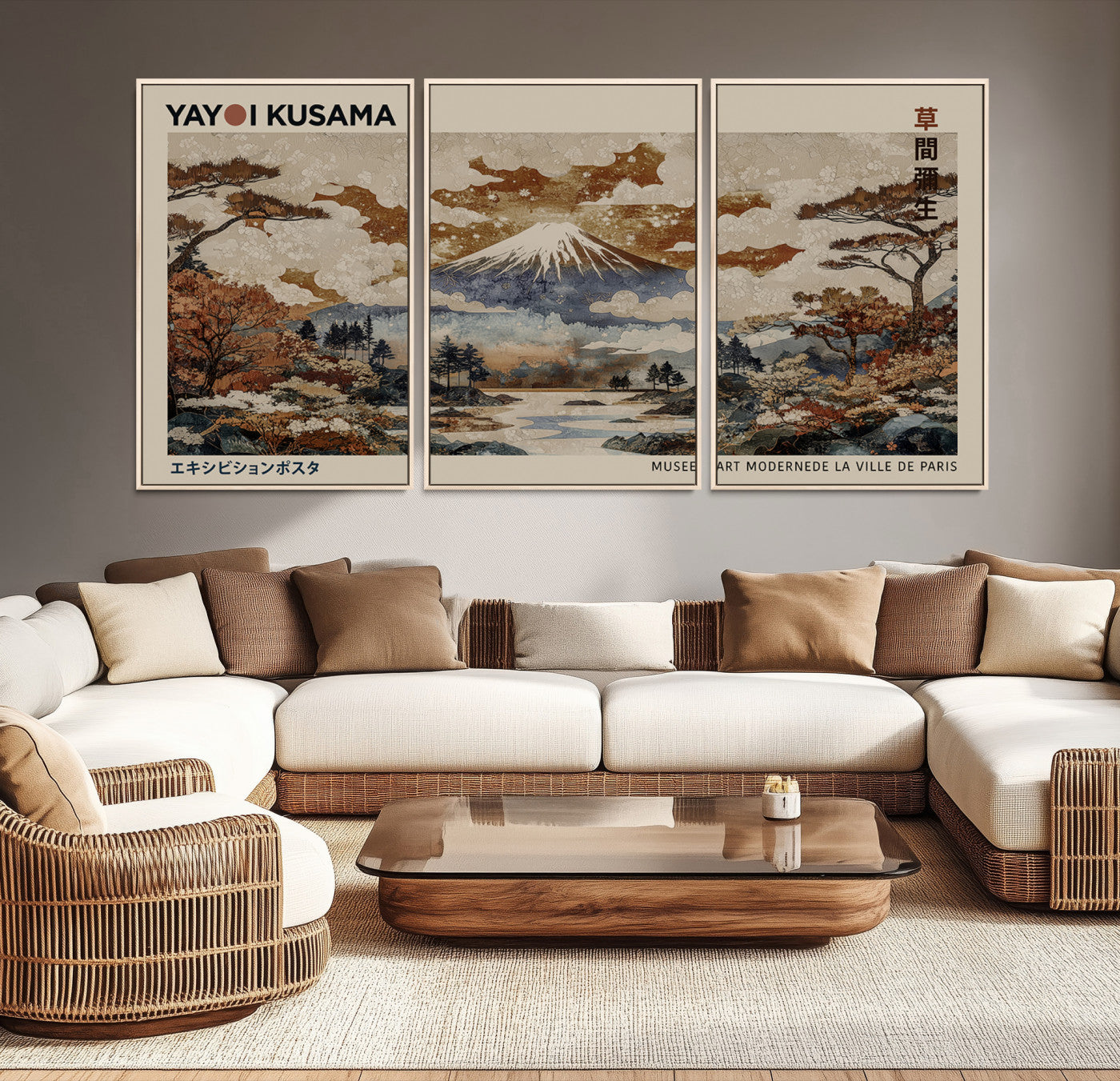 11778299-MGV-CV-36X24-Yayoi Wall Art: Transform Your Space, Modern Japanese Wall Art Print Yayoi Kusama Canvas Wall Art Abstract Mount Fuji Canvas Print Japanese