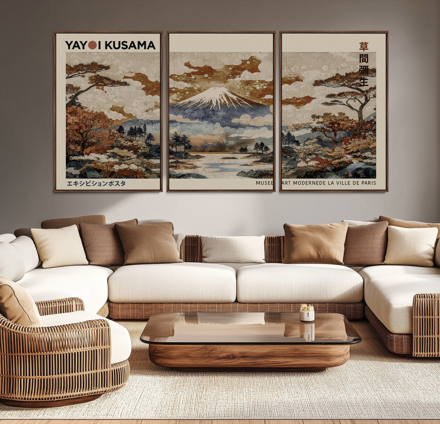 11778299-MGV-CV-36X24-Yayoi Wall Art: Transform Your Space, Modern Japanese Wall Art Print Yayoi Kusama Canvas Wall Art Abstract Mount Fuji Canvas Print Japanese