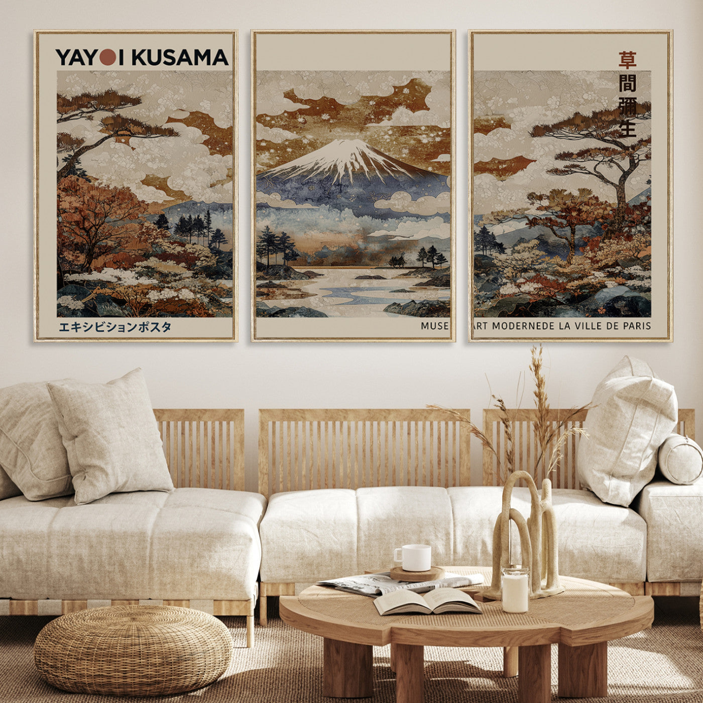 11778299-MGV-CV-36X24-Yayoi Wall Art: Transform Your Space, Modern Japanese Wall Art Print Yayoi Kusama Canvas Wall Art Abstract Mount Fuji Canvas Print Japanese
