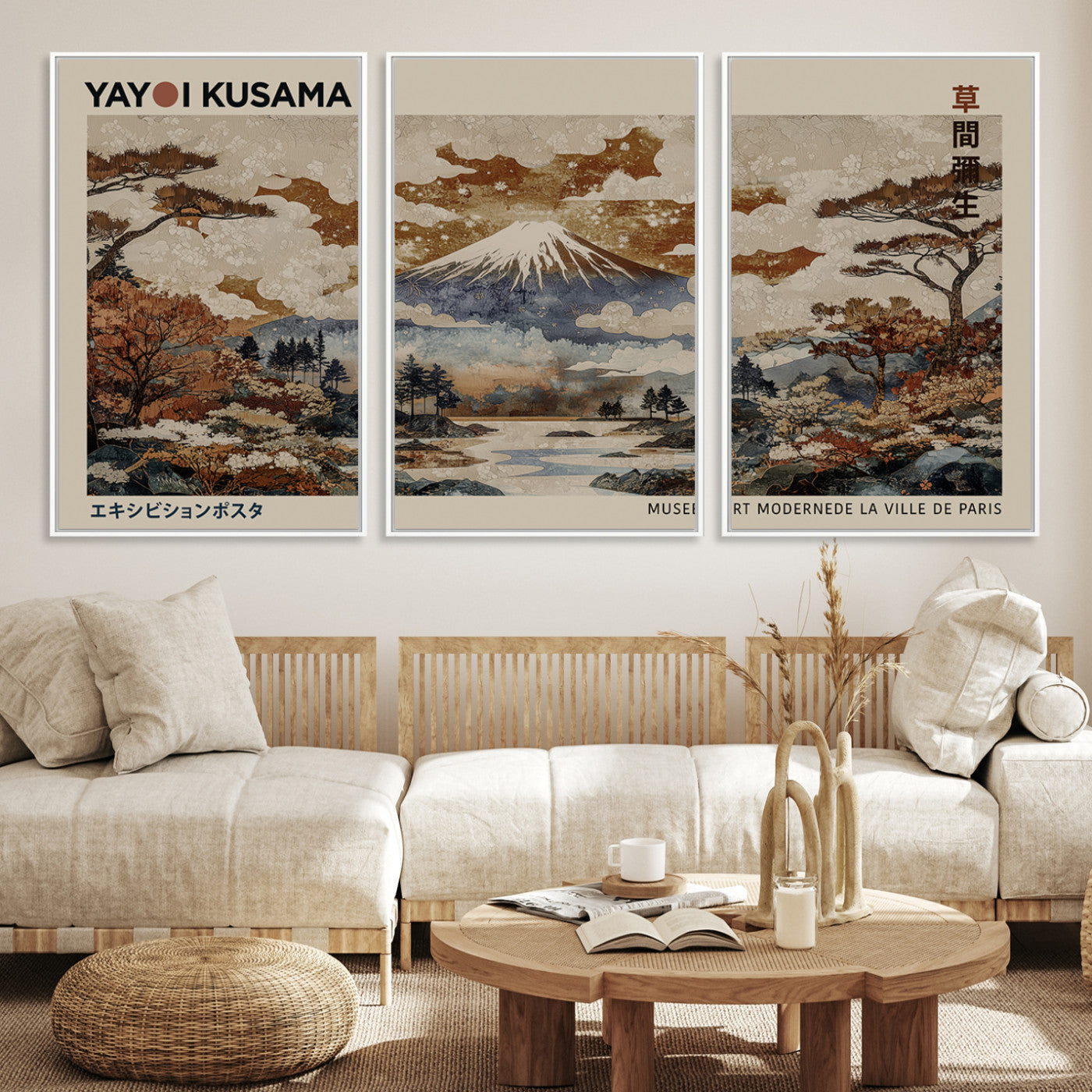 11778299-MGV-CV-36X24-Yayoi Wall Art: Transform Your Space, Modern Japanese Wall Art Print Yayoi Kusama Canvas Wall Art Abstract Mount Fuji Canvas Print Japanese