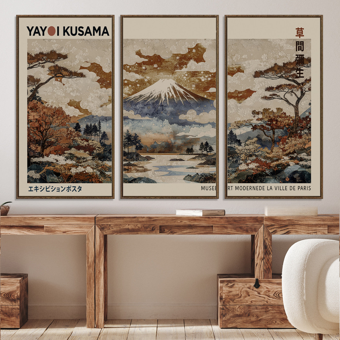 11778299-MGV-CV-36X24-Yayoi Wall Art: Transform Your Space, Modern Japanese Wall Art Print Yayoi Kusama Canvas Wall Art Abstract Mount Fuji Canvas Print Japanese