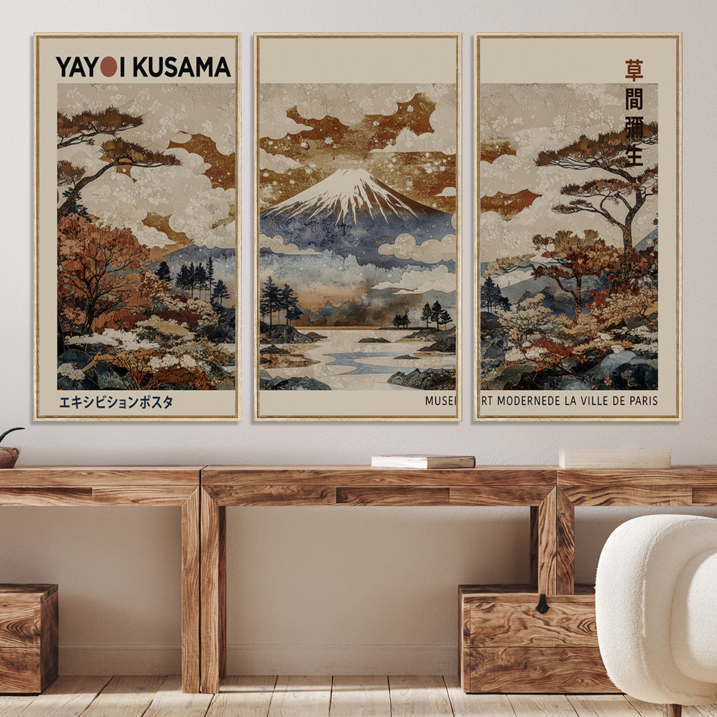 11778299-MGV-CV-36X24-Yayoi Wall Art: Transform Your Space, Modern Japanese Wall Art Print Yayoi Kusama Canvas Wall Art Abstract Mount Fuji Canvas Print Japanese
