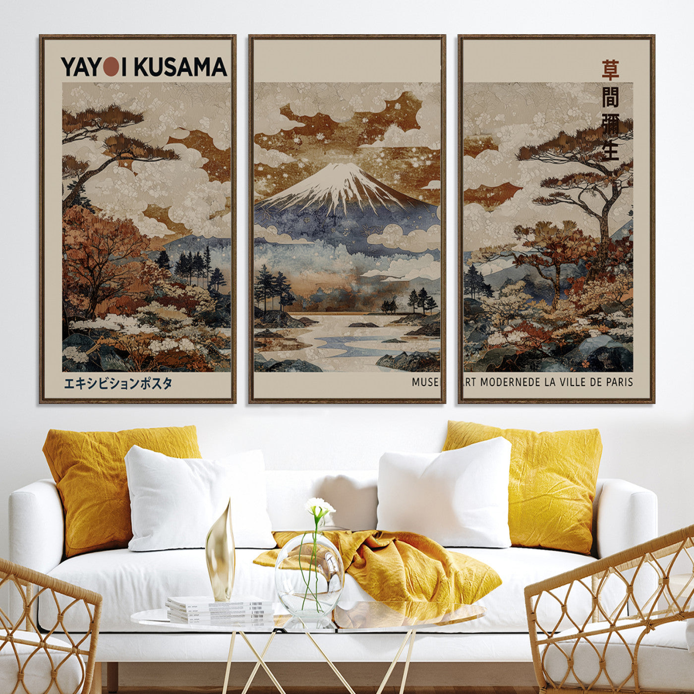 11778299-MGV-CV-36X24-Yayoi Wall Art: Transform Your Space, Modern Japanese Wall Art Print Yayoi Kusama Canvas Wall Art Abstract Mount Fuji Canvas Print Japanese