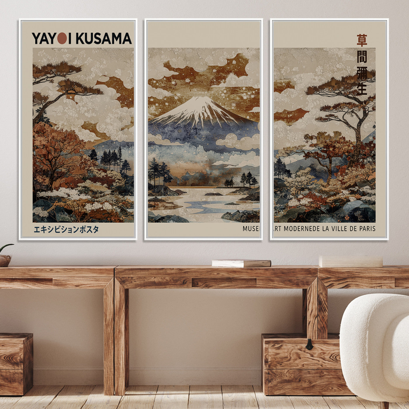 11778299-MGV-CV-36X24-Yayoi Wall Art: Transform Your Space, Modern Japanese Wall Art Print Yayoi Kusama Canvas Wall Art Abstract Mount Fuji Canvas Print Japanese