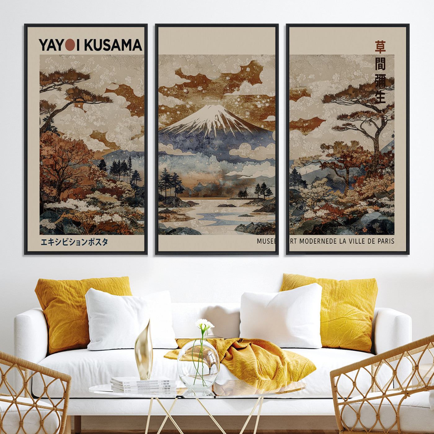 11778299-MGV-CV-36X24-Yayoi Wall Art: Transform Your Space, Modern Japanese Wall Art Print Yayoi Kusama Canvas Wall Art Abstract Mount Fuji Canvas Print Japanese