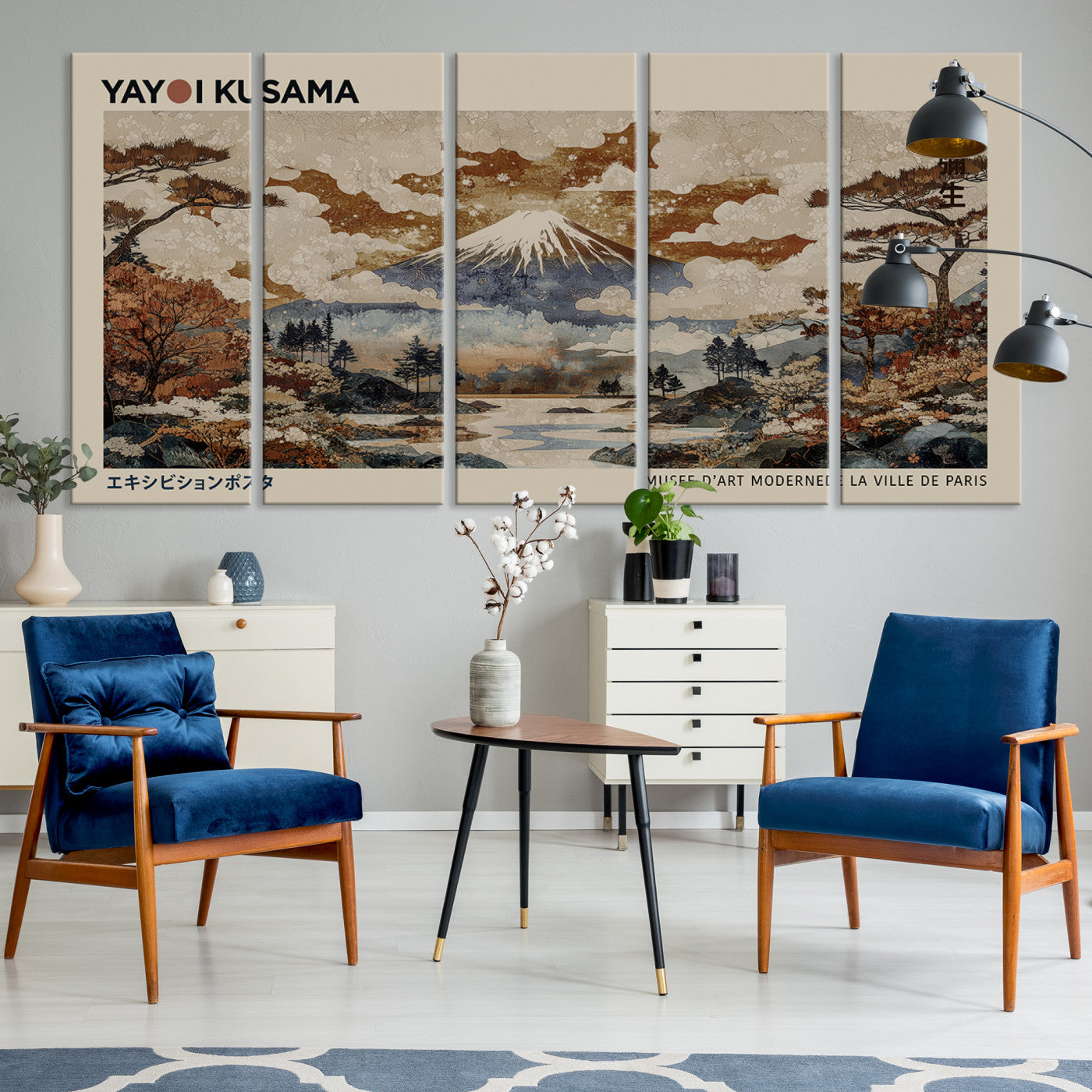 11778299-MGV-CV-36X24-Yayoi Wall Art: Transform Your Space, Modern Japanese Wall Art Print Yayoi Kusama Canvas Wall Art Abstract Mount Fuji Canvas Print Japanese