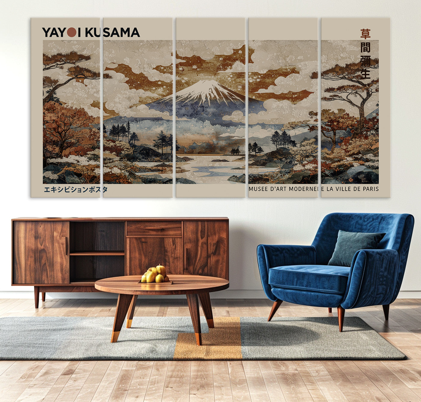 11778299-MGV-CV-36X24-Yayoi Wall Art: Transform Your Space, Modern Japanese Wall Art Print Yayoi Kusama Canvas Wall Art Abstract Mount Fuji Canvas Print Japanese