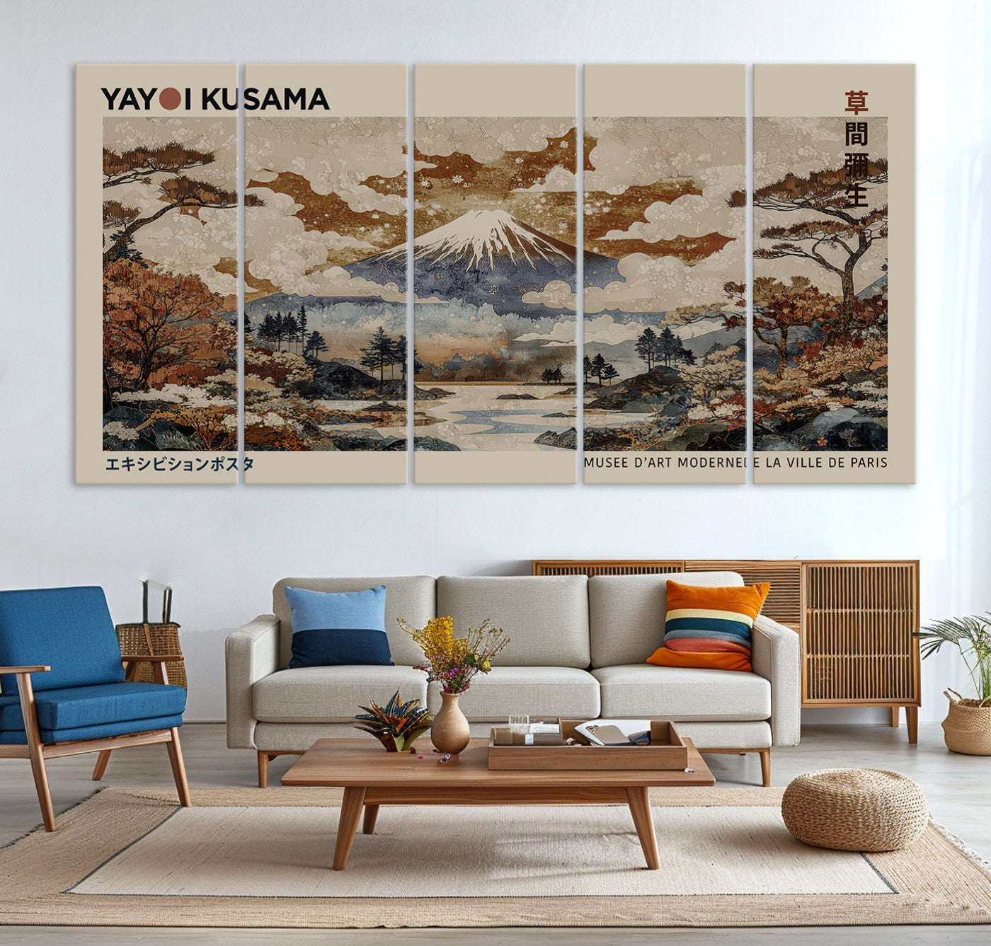 11778299-MGV-CV-36X24-Yayoi Wall Art: Transform Your Space, Modern Japanese Wall Art Print Yayoi Kusama Canvas Wall Art Abstract Mount Fuji Canvas Print Japanese