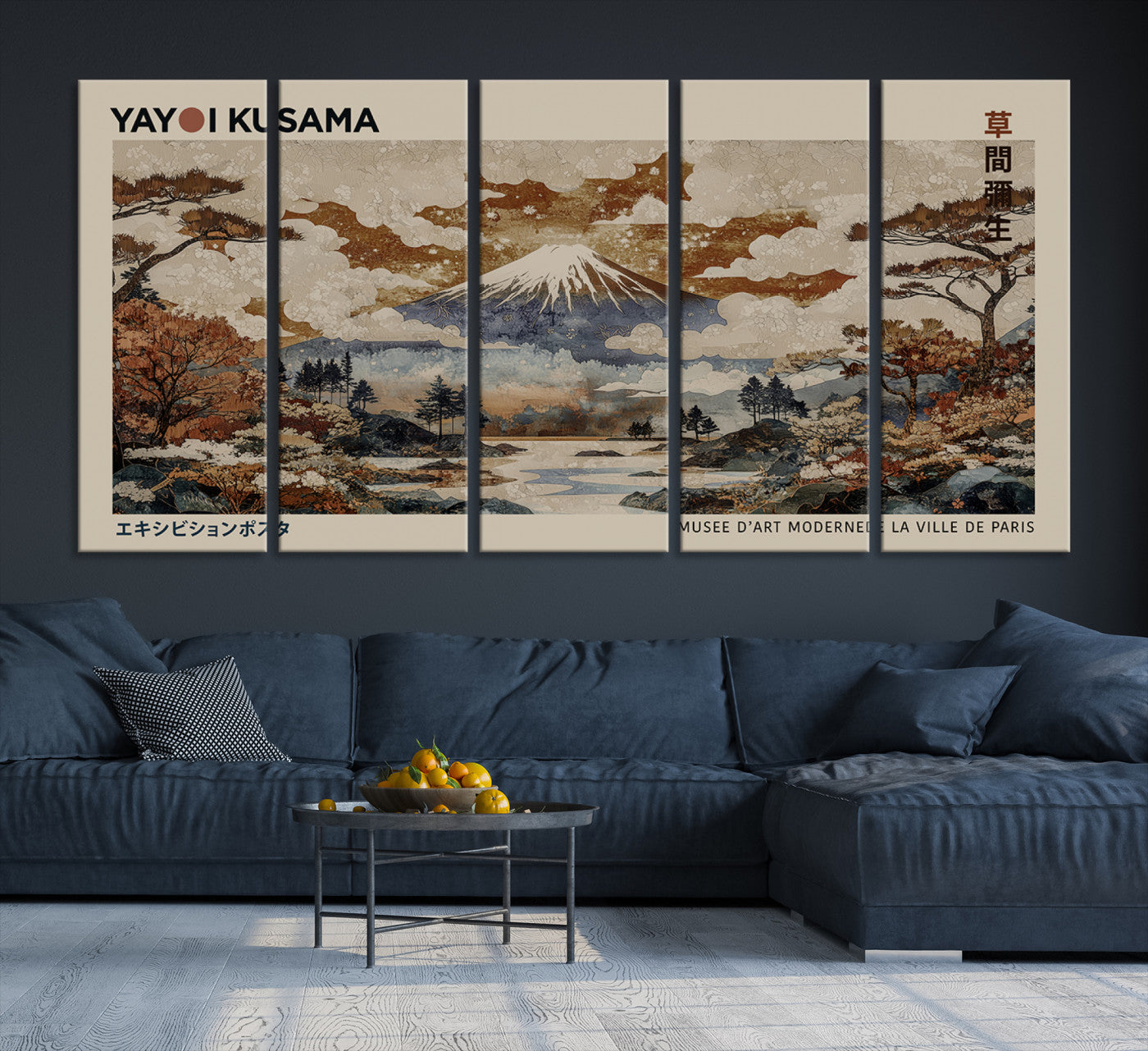 11778299-MGV-CV-36X24-Yayoi Wall Art: Transform Your Space, Modern Japanese Wall Art Print Yayoi Kusama Canvas Wall Art Abstract Mount Fuji Canvas Print Japanese