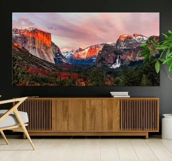 The Yosemite Half Dome Wall Art Canvas Print El Capitan, a three-panel masterpiece depicting a museum-quality mountain landscape at sunset, offers stunning visuals. Enjoy free shipping on these beautiful canvases.