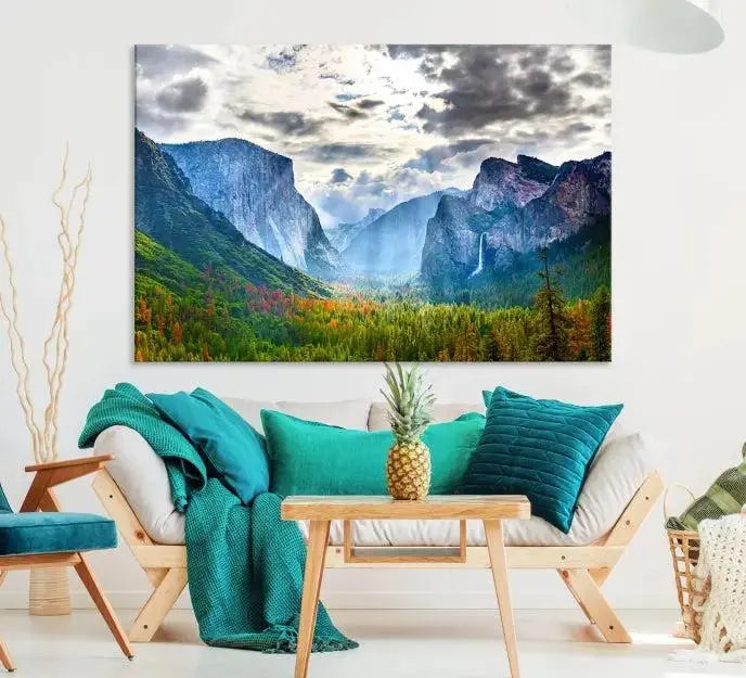 A set of Yosemite National Park El Capitan Landscape Canvas Prints features a breathtaking mountainous scene. These prints are on museum-quality canvas, ready to hang, and come with a UV-protective coating for lasting beauty.