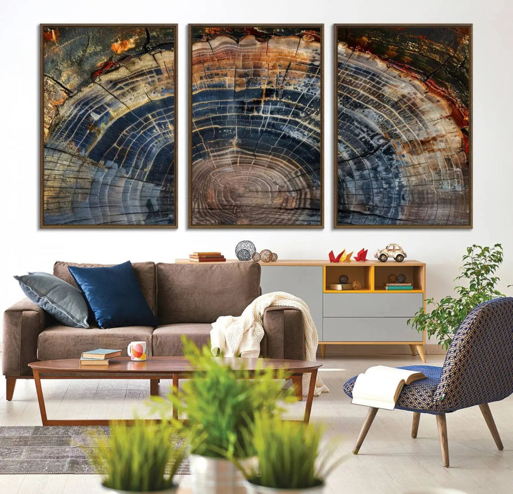 Abstract Tree Ring Wall Art, Wood Ring Colorful Tree Ring Wall Decor, Minimalist abstract wall art Home Canvas Art, Modern Farmhouse Decor
