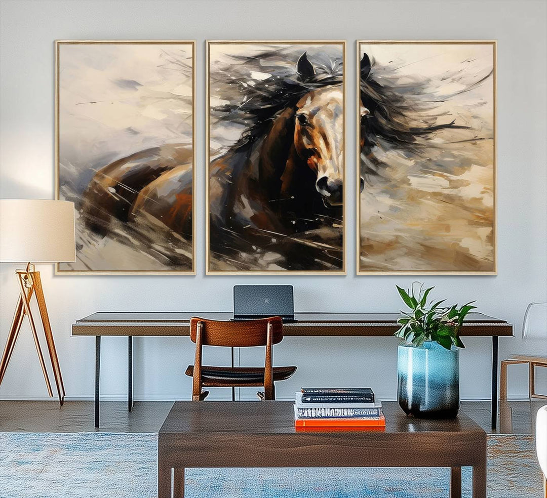 The Abstract Wall Art Horse Print gallops across the wall.