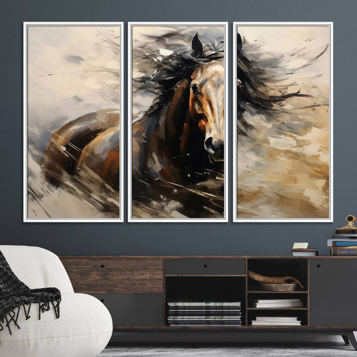 The Abstract Wall Art Horse Print gallops across the wall.