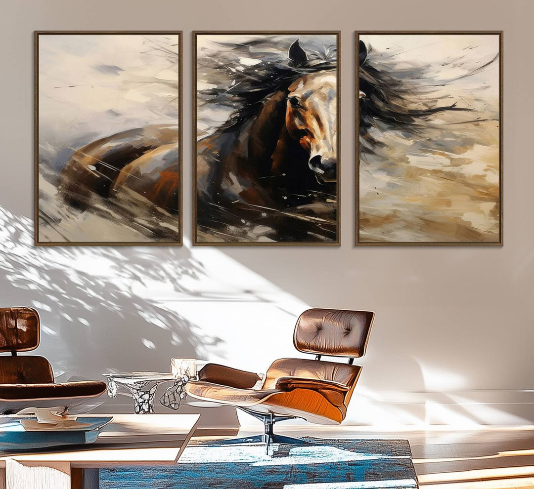 The Abstract Wall Art Horse Print gallops across the wall.