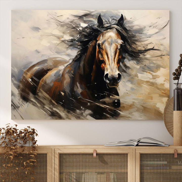 The Abstract Wall Art Horse Print gallops across the wall.