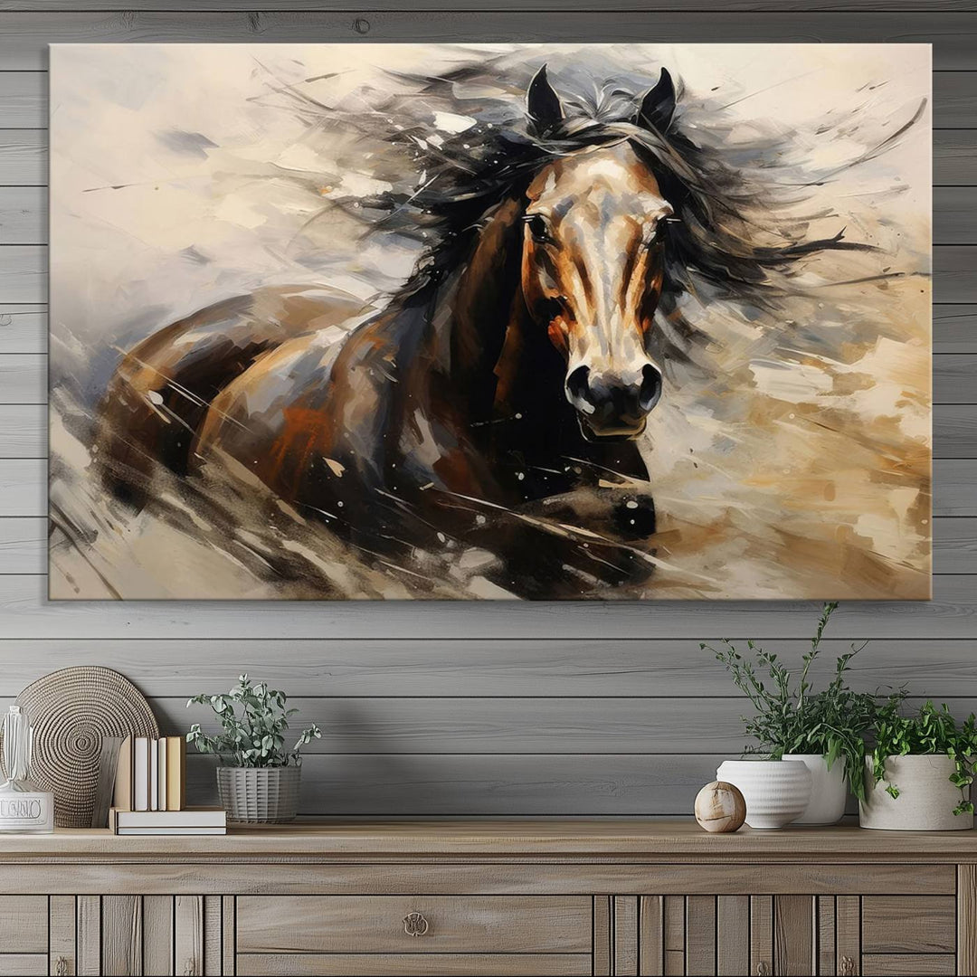 The Abstract Wall Art Horse Print gallops across the wall.