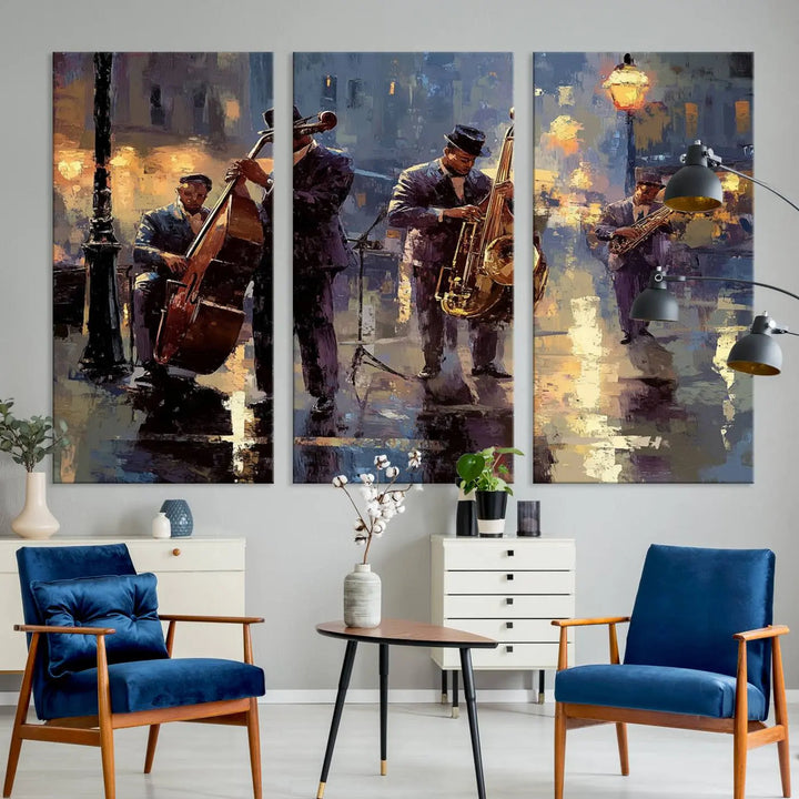 Afro Abstract Jazz Music Canvas Print - African American Wall Art - Colorful Framed Afro Abstract Jazz Canvas for Home and Office Decor