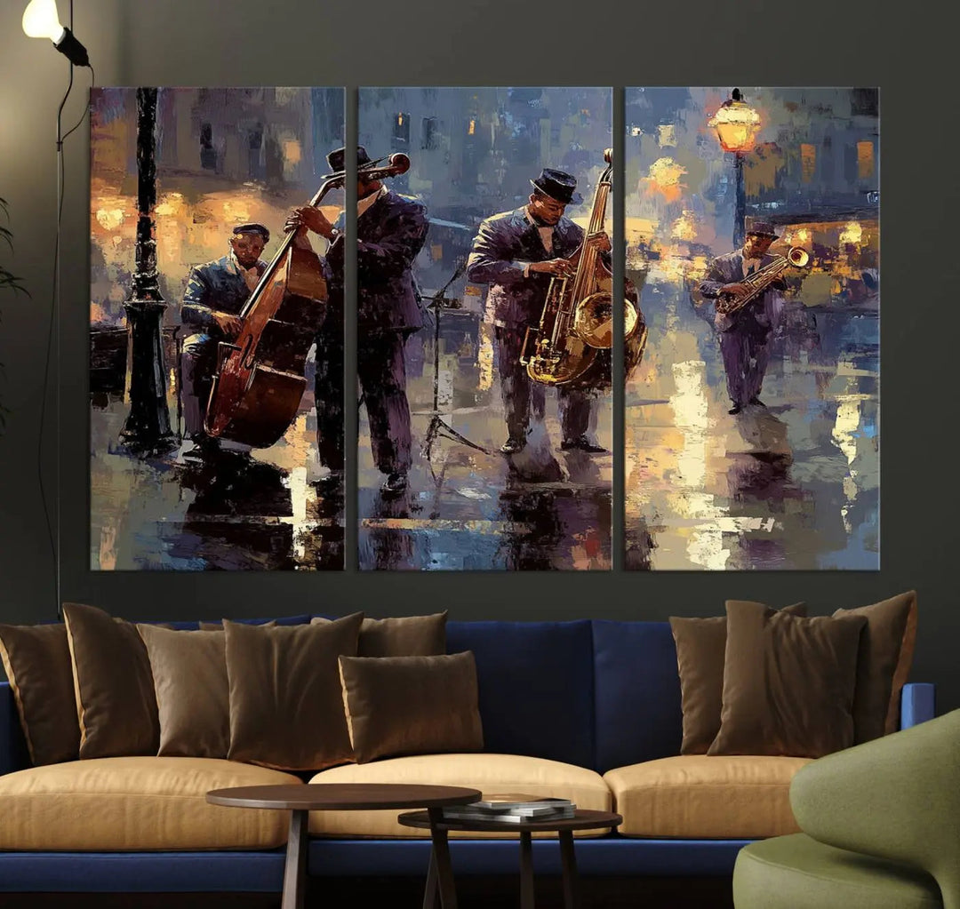 Afro Abstract Jazz Music Canvas Print - African American Wall Art - Colorful Framed Afro Abstract Jazz Canvas for Home and Office Decor