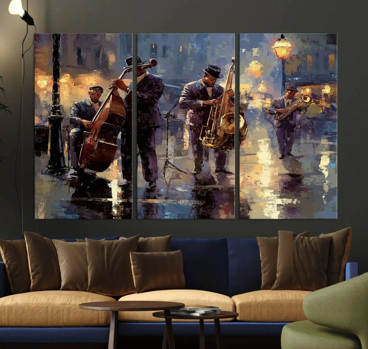 Afro Abstract Jazz Music Canvas Print - African American Wall Art - Colorful Framed Afro Abstract Jazz Canvas for Home and Office Decor