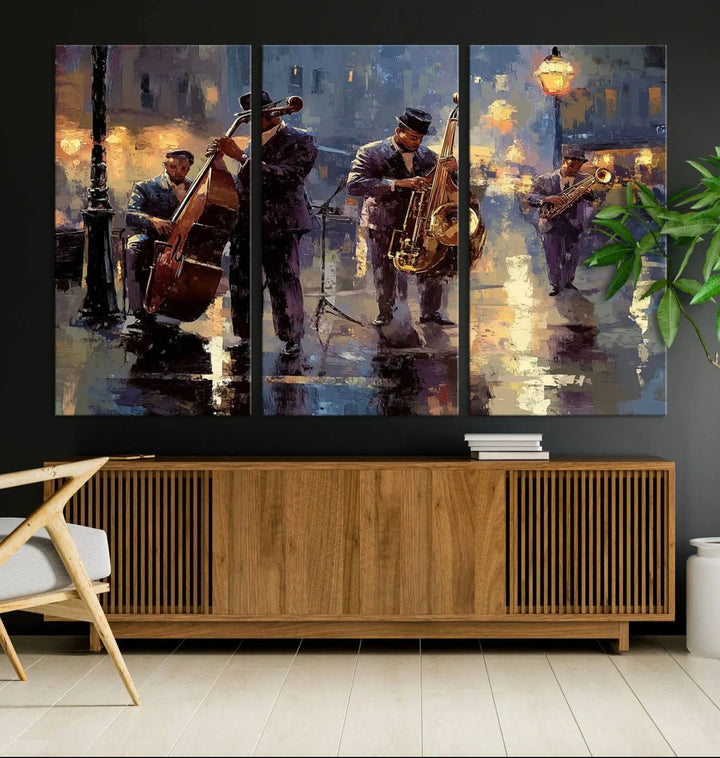 Afro Abstract Jazz Music Canvas Print - African American Wall Art - Colorful Framed Afro Abstract Jazz Canvas for Home and Office Decor