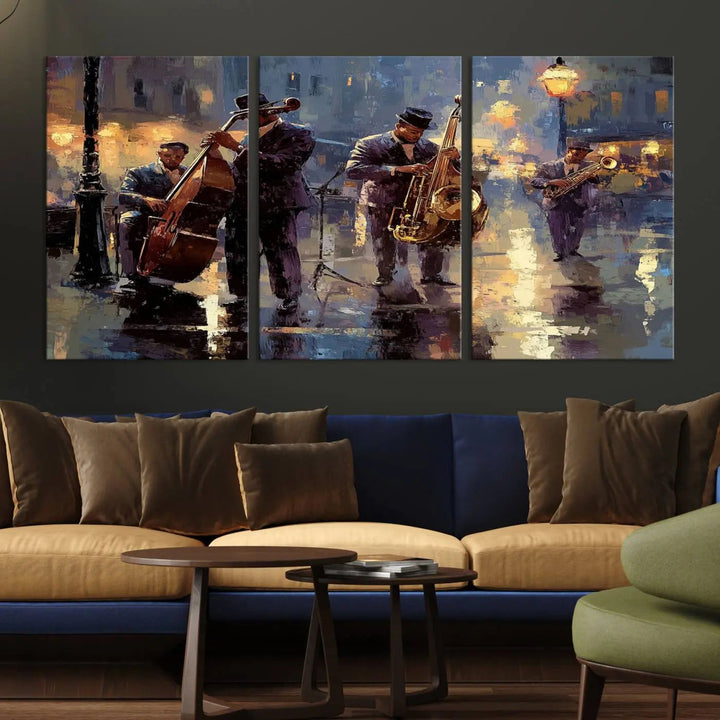 Afro Abstract Jazz Music Canvas Print - African American Wall Art - Colorful Framed Afro Abstract Jazz Canvas for Home and Office Decor
