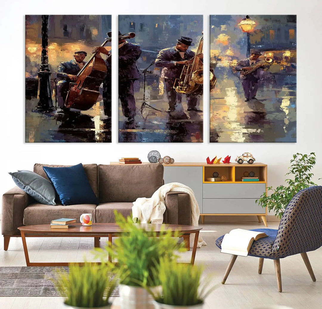 Afro Abstract Jazz Music Canvas Print - African American Wall Art - Colorful Framed Afro Abstract Jazz Canvas for Home and Office Decor