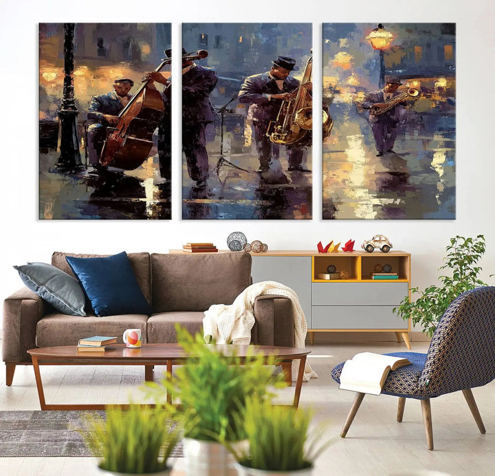 Afro Abstract Jazz Music Canvas Print - African American Wall Art - Colorful Framed Afro Abstract Jazz Canvas for Home and Office Decor