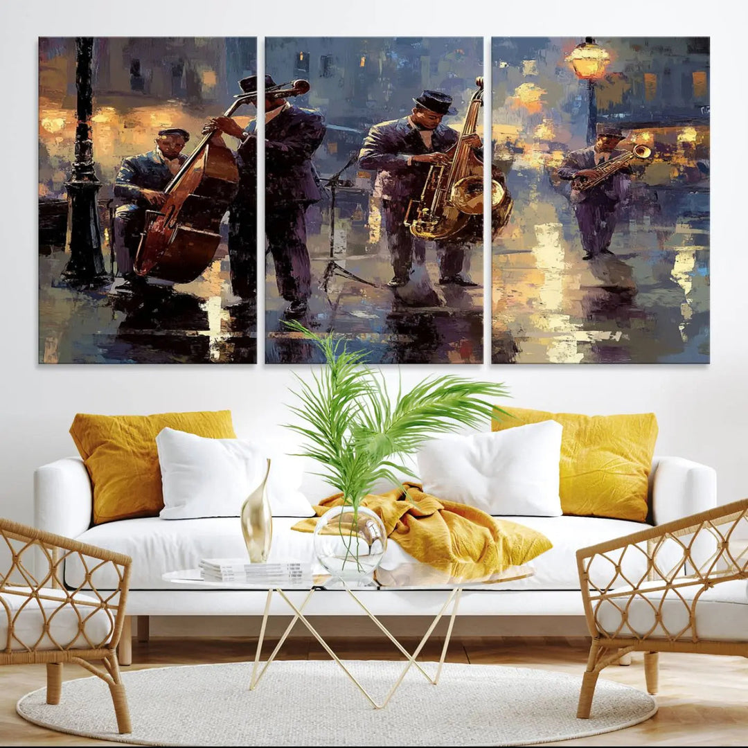 Afro Abstract Jazz Music Canvas Print - African American Wall Art - Colorful Framed Afro Abstract Jazz Canvas for Home and Office Decor