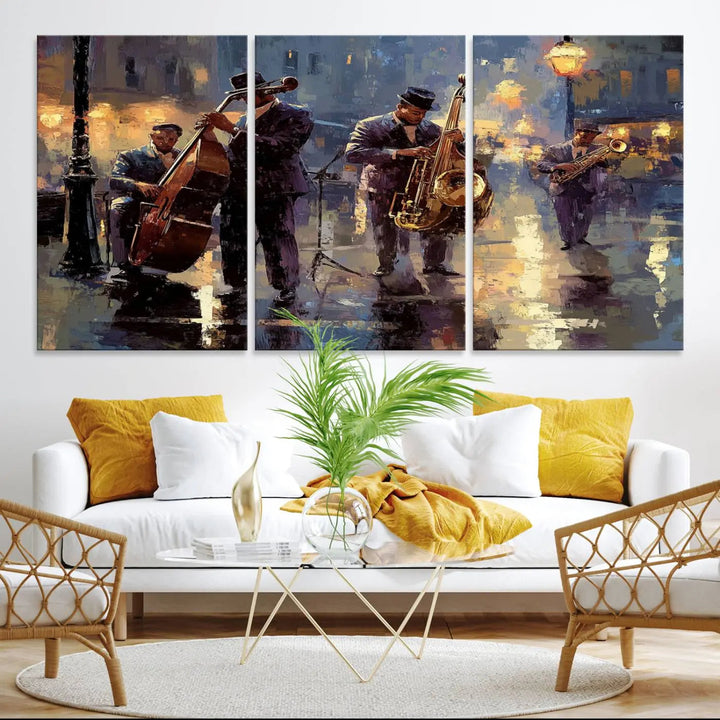 Afro Abstract Jazz Music Canvas Print - African American Wall Art - Colorful Framed Afro Abstract Jazz Canvas for Home and Office Decor