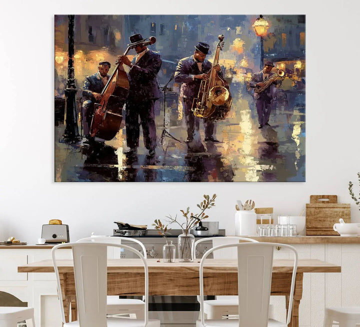 Afro Abstract Jazz Music Canvas Print - African American Wall Art - Colorful Framed Afro Abstract Jazz Canvas for Home and Office Decor