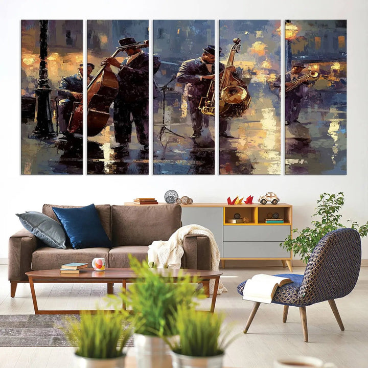 Afro Abstract Jazz Music Canvas Print - African American Wall Art - Colorful Framed Afro Abstract Jazz Canvas for Home and Office Decor