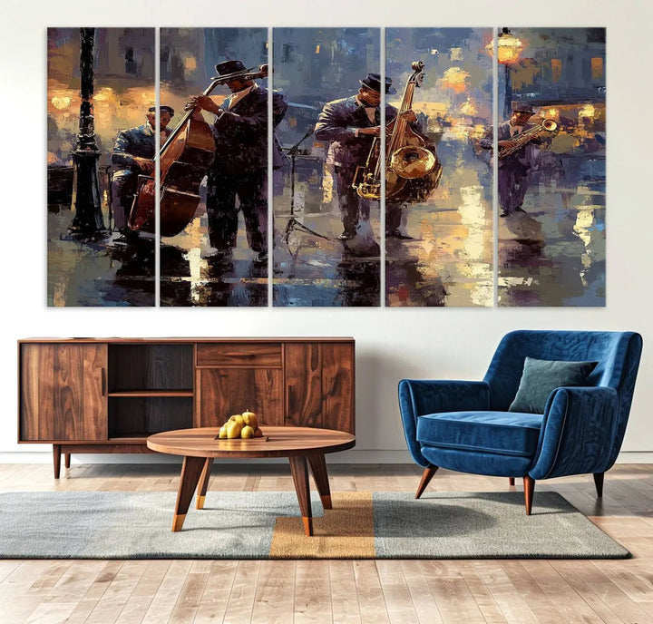 Afro Abstract Jazz Music Canvas Print - African American Wall Art - Colorful Framed Afro Abstract Jazz Canvas for Home and Office Decor
