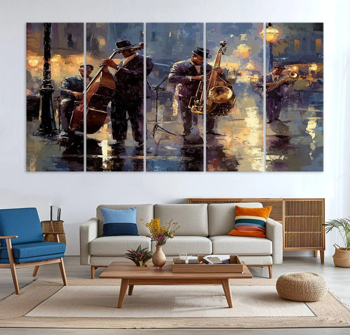 Afro Abstract Jazz Music Canvas Print - African American Wall Art - Colorful Framed Afro Abstract Jazz Canvas for Home and Office Decor
