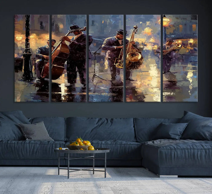 Afro Abstract Jazz Music Canvas Print - African American Wall Art - Colorful Framed Afro Abstract Jazz Canvas for Home and Office Decor