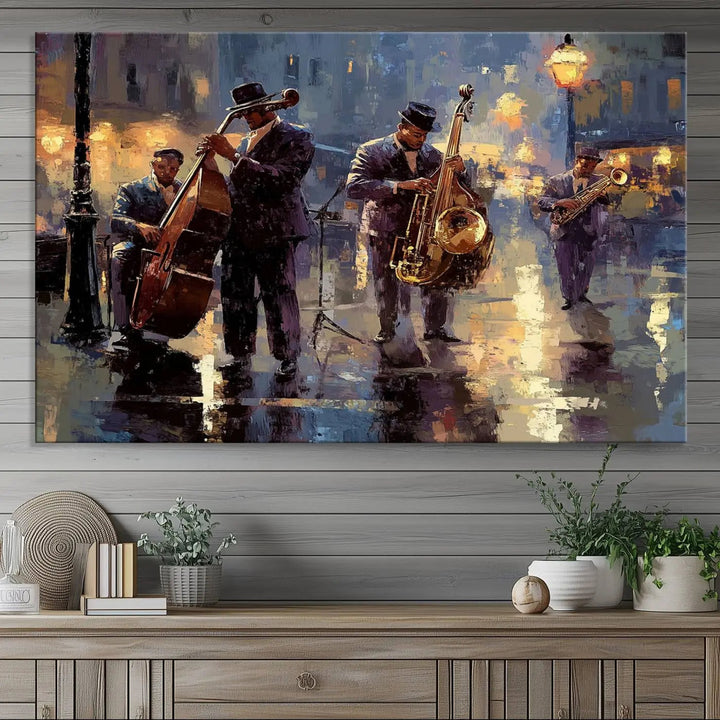 Afro Abstract Jazz Music Canvas Print - African American Wall Art - Colorful Framed Afro Abstract Jazz Canvas for Home and Office Decor