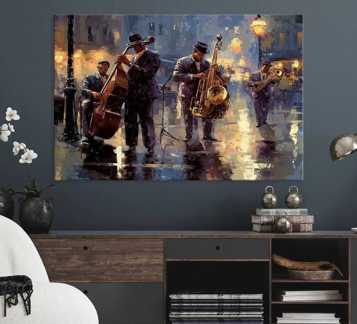 Afro Abstract Jazz Music Canvas Print - African American Wall Art - Colorful Framed Afro Abstract Jazz Canvas for Home and Office Decor