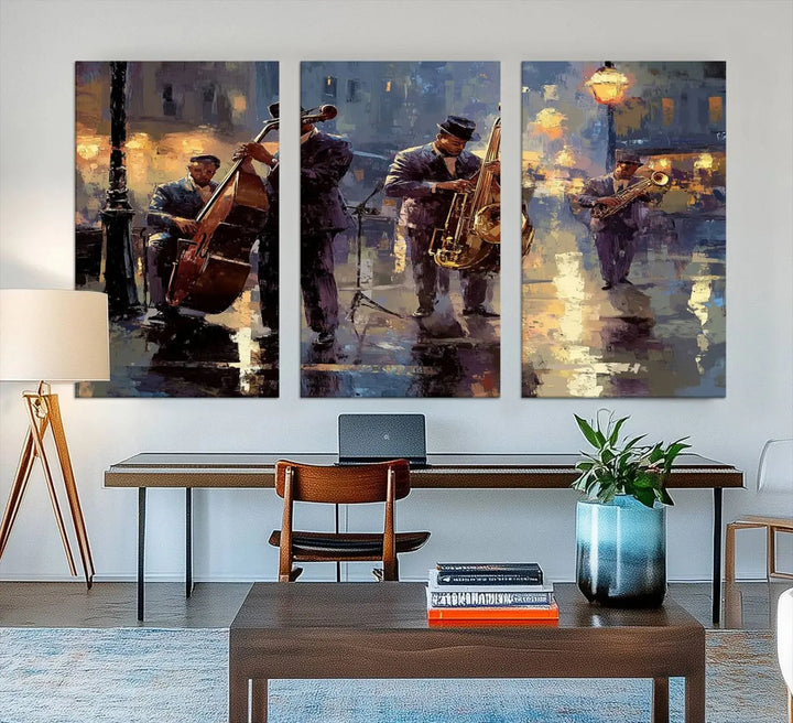 Afro Abstract Jazz Music Canvas Print - African American Wall Art - Colorful Framed Afro Abstract Jazz Canvas for Home and Office Decor