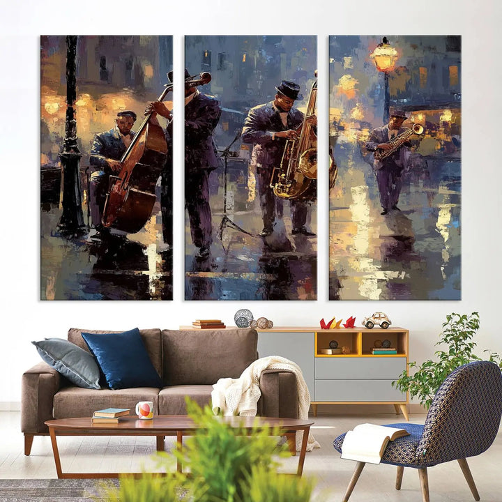 Afro Abstract Jazz Music Canvas Print - African American Wall Art - Colorful Framed Afro Abstract Jazz Canvas for Home and Office Decor