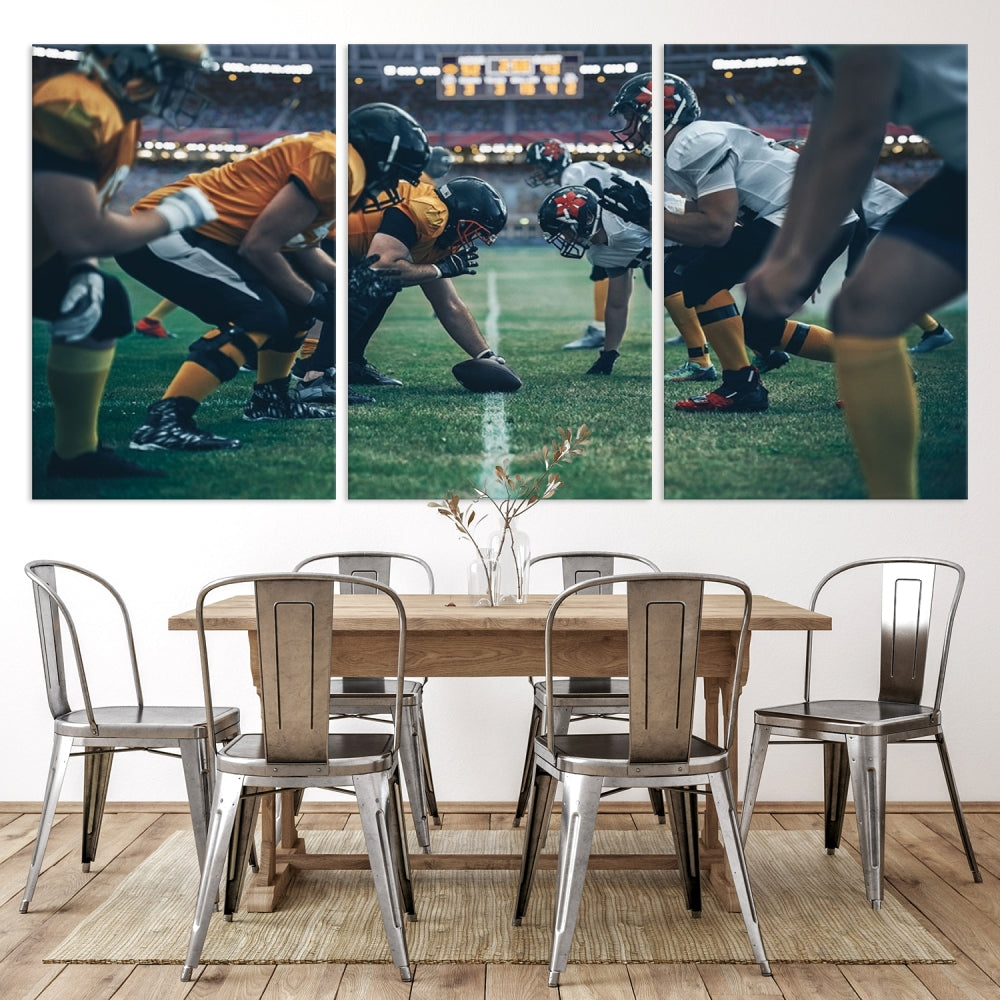 An American Football Playing Wall Art Canvas Print, featuring a UV-protective coating for lasting vibrancy, is the perfect museum-quality addition. Enjoy free shipping on this stunning centerpiece.