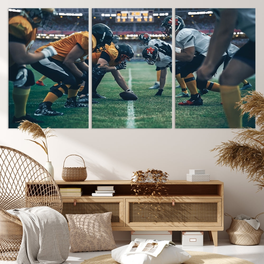 An American Football Playing Wall Art Canvas Print, featuring a UV-protective coating for lasting vibrancy, is the perfect museum-quality addition. Enjoy free shipping on this stunning centerpiece.