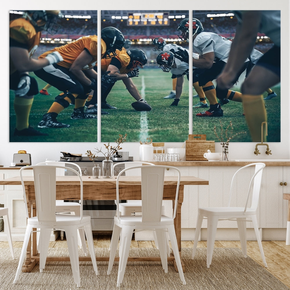 An American Football Playing Wall Art Canvas Print, featuring a UV-protective coating for lasting vibrancy, is the perfect museum-quality addition. Enjoy free shipping on this stunning centerpiece.