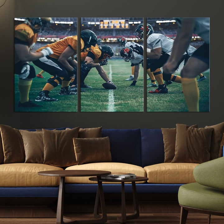 An American Football Playing Wall Art Canvas Print, featuring a UV-protective coating for lasting vibrancy, is the perfect museum-quality addition. Enjoy free shipping on this stunning centerpiece.