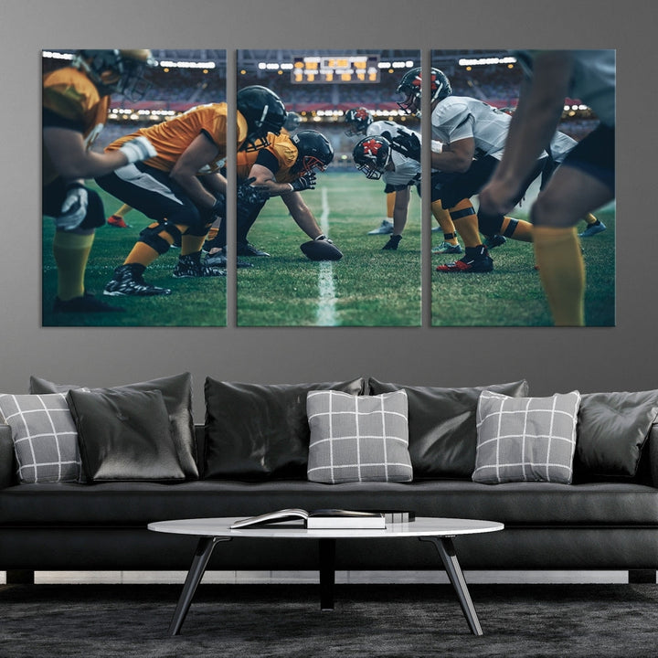 An American Football Playing Wall Art Canvas Print, featuring a UV-protective coating for lasting vibrancy, is the perfect museum-quality addition. Enjoy free shipping on this stunning centerpiece.